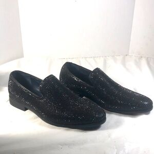 Jump New York Jewel J75 Men's Black Crystal Slip On Dress Lux Loafers Shoes